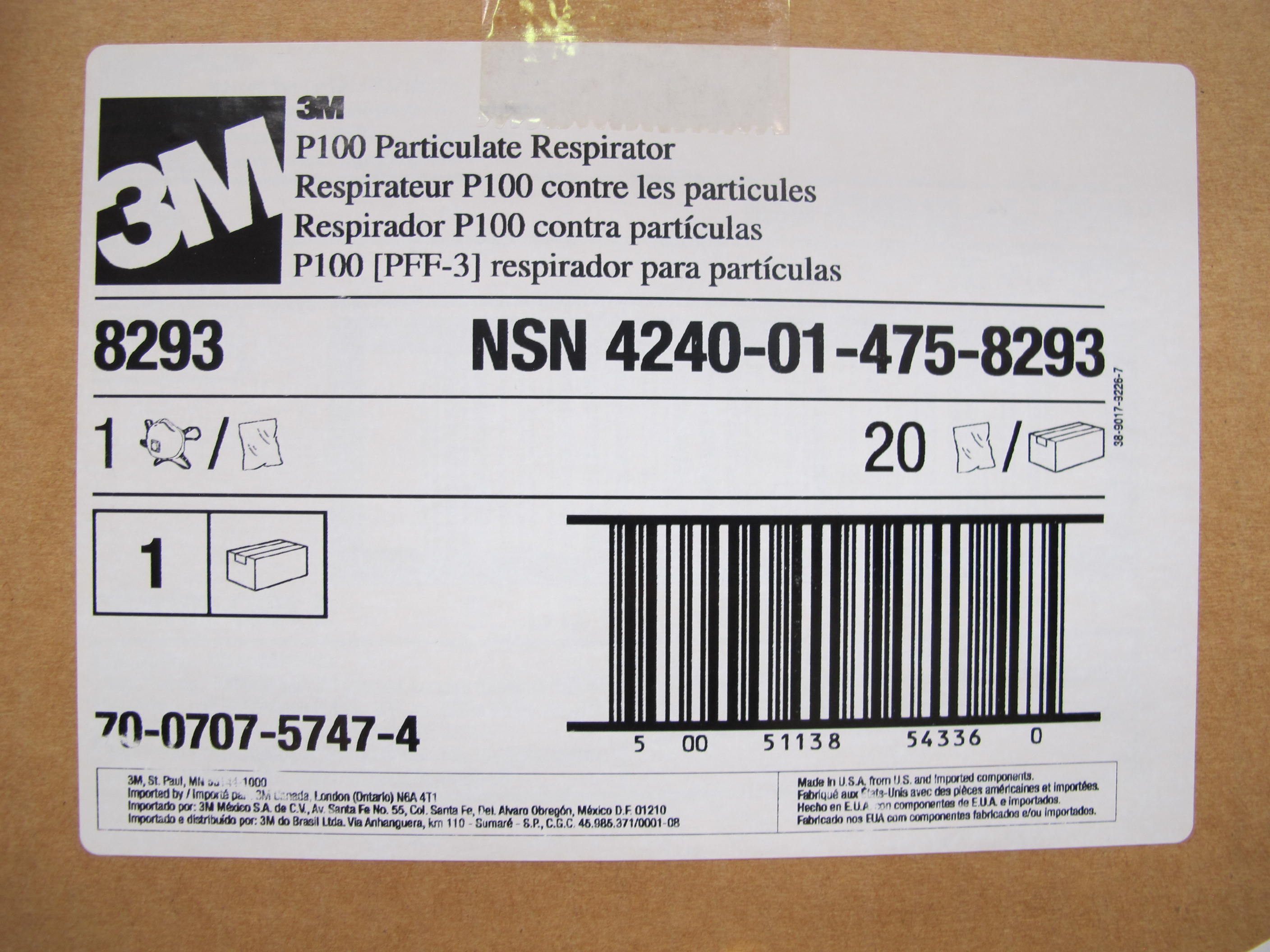 (320) 3M RESPIRATORS, DISPOSABLE TYPE, DUST FUMES AND MISTS KIND. . LOADING & HANDLING FEE $15-4220